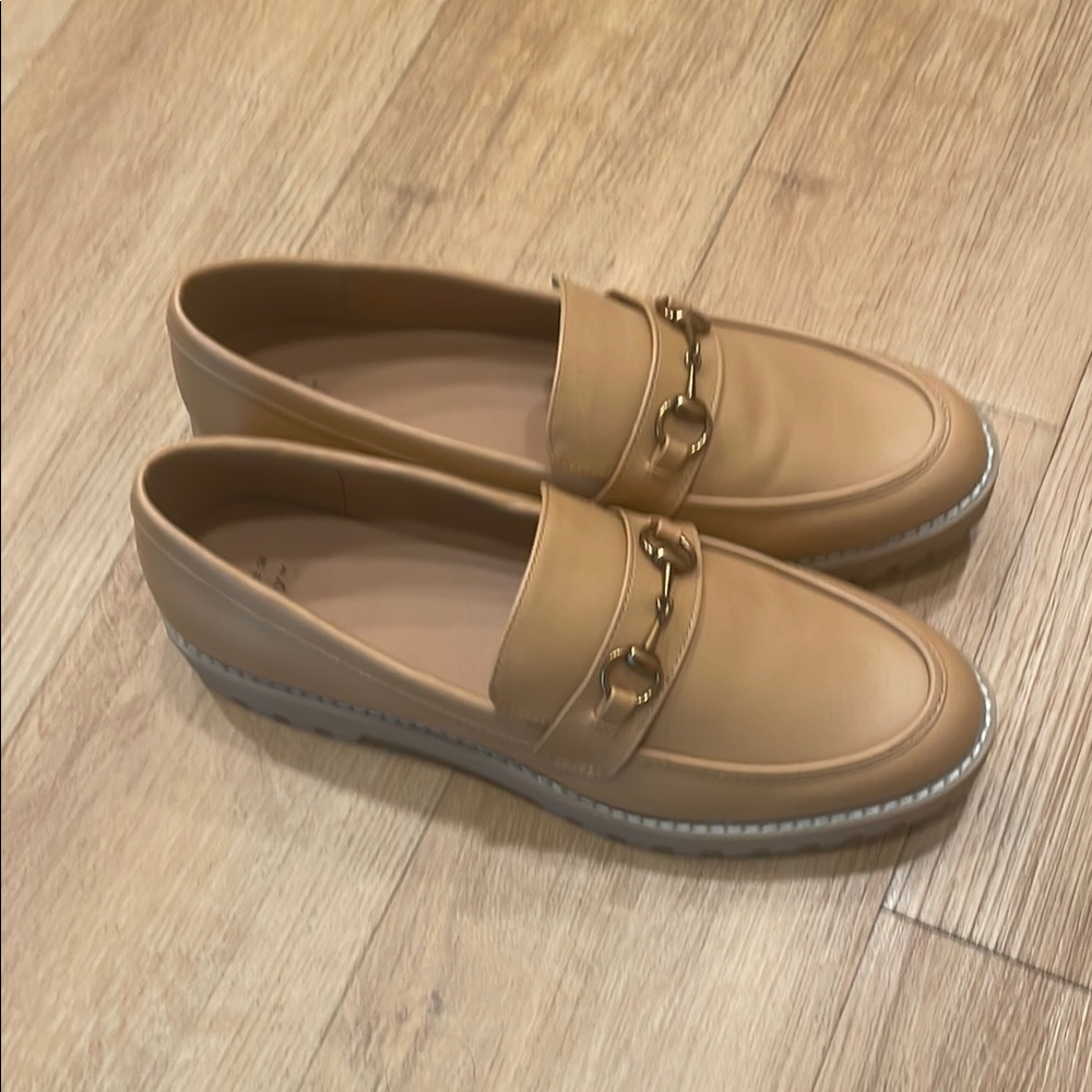Tan Loafers with Chain Detail